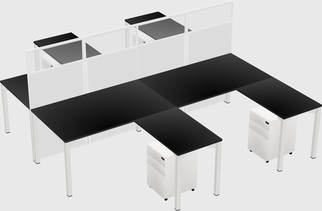 Shared l-shape cubicle