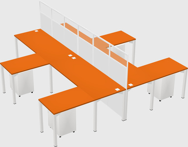 Shared l-shape cubicle