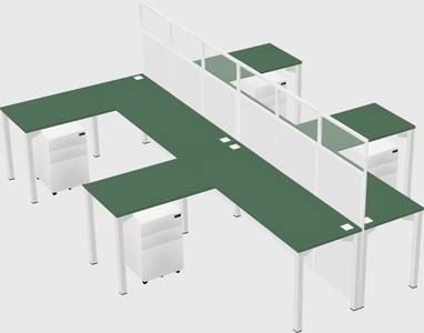Shared l-shape cubicle