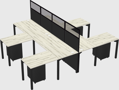 Shared l-shape cubicle