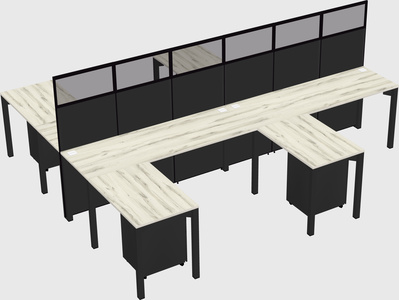 Shared l-shape cubicle