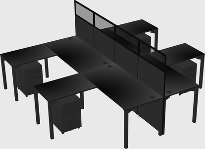 Shared l-shape cubicle