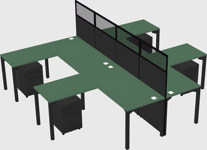 Shared l-shape cubicle