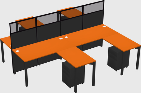 Shared l-shape cubicle