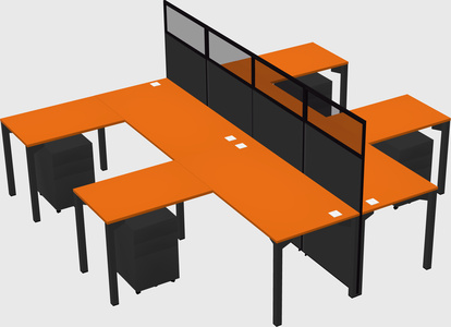 Shared l-shape cubicle
