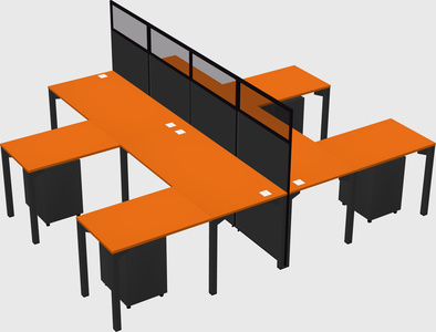 Shared l-shape cubicle