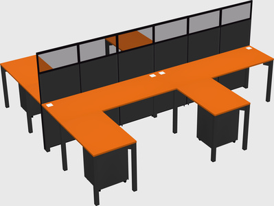 Shared l-shape cubicle