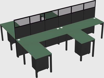 Shared l-shape cubicle