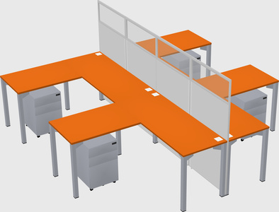 Shared l-shape cubicle