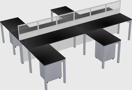 Shared l-shape cubicle