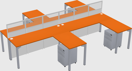 Shared l-shape cubicle