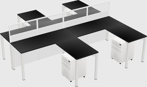 Shared l-shape cubicle