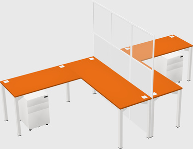 Shared l-shape cubicle