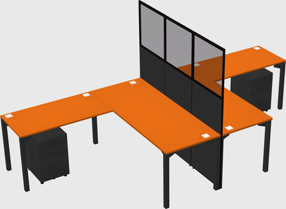 Shared l-shape cubicle