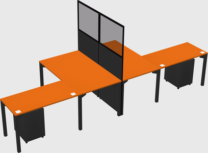 Shared l-shape cubicle