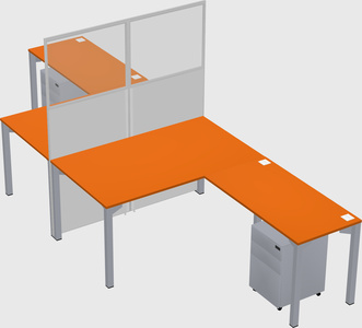 Shared l-shape cubicle