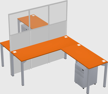 Shared l-shape cubicle