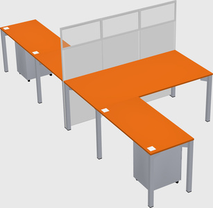 Shared l-shape cubicle