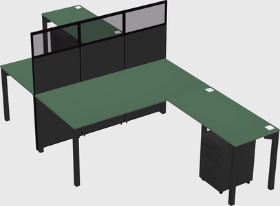 Shared l-shape cubicle
