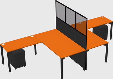 Shared l-shape cubicle