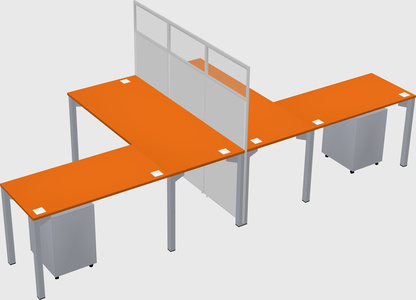 Shared l-shape cubicle