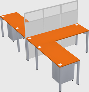 Shared l-shape cubicle