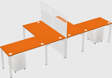 Shared l-shape cubicle