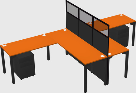 Shared l-shape cubicle