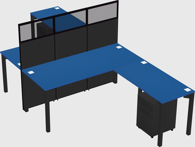 Shared l-shape cubicle