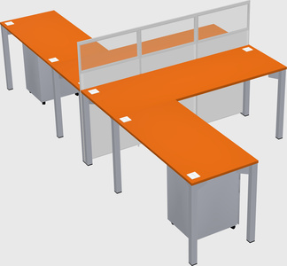 Shared l-shape cubicle