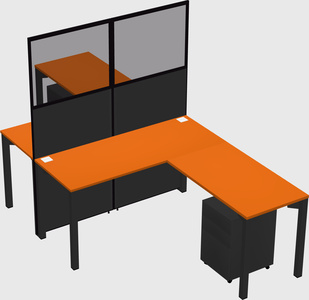 Shared l-shape cubicle