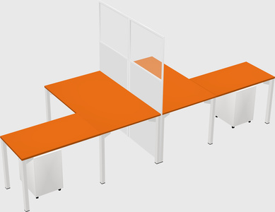 Shared l-shape cubicle