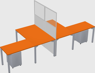 Shared l-shape cubicle