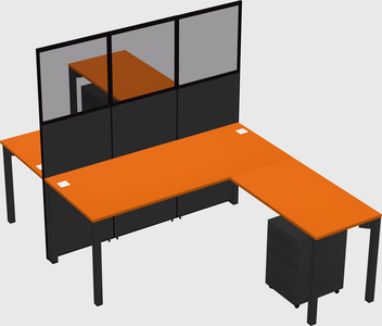 Shared l-shape cubicle