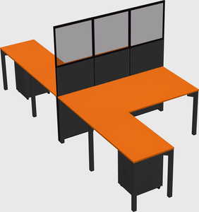 Shared l-shape cubicle