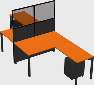 Shared l-shape cubicle
