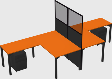 Shared l-shape cubicle