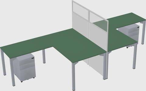 Shared l-shape cubicle