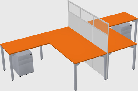 Shared l-shape cubicle