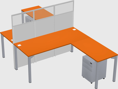 Shared l-shape cubicle
