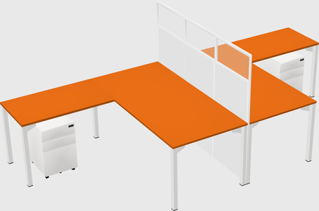 Shared l-shape cubicle