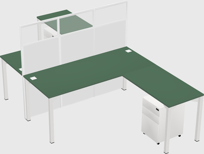 Shared l-shape cubicle