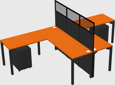 Shared l-shape cubicle