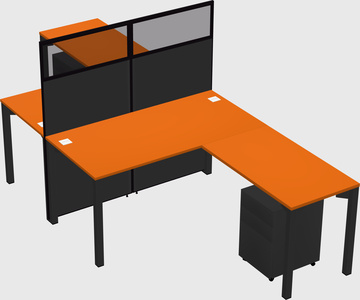 Shared l-shape cubicle