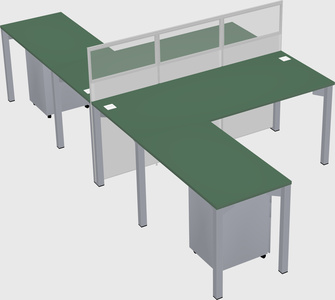 Shared l-shape cubicle