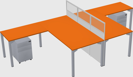 Shared l-shape cubicle