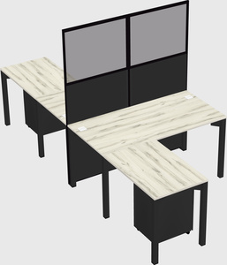 Shared l-shape cubicle