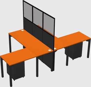 Shared l-shape cubicle