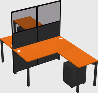 Shared l-shape cubicle