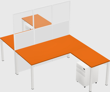 Shared l-shape cubicle